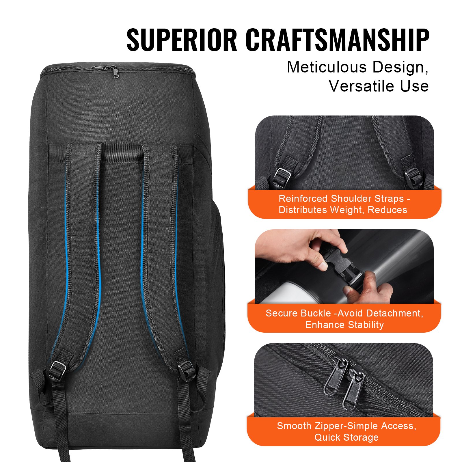 VEVOR Telescope Case, 760 mm, Telescope Storage Backpack with Secure Strap, Pockets and Cozy Shoulder Traps, Shock-Absorbent Telescope Carrying Case for Optical Tube & Tripod, Counterweight Pocket