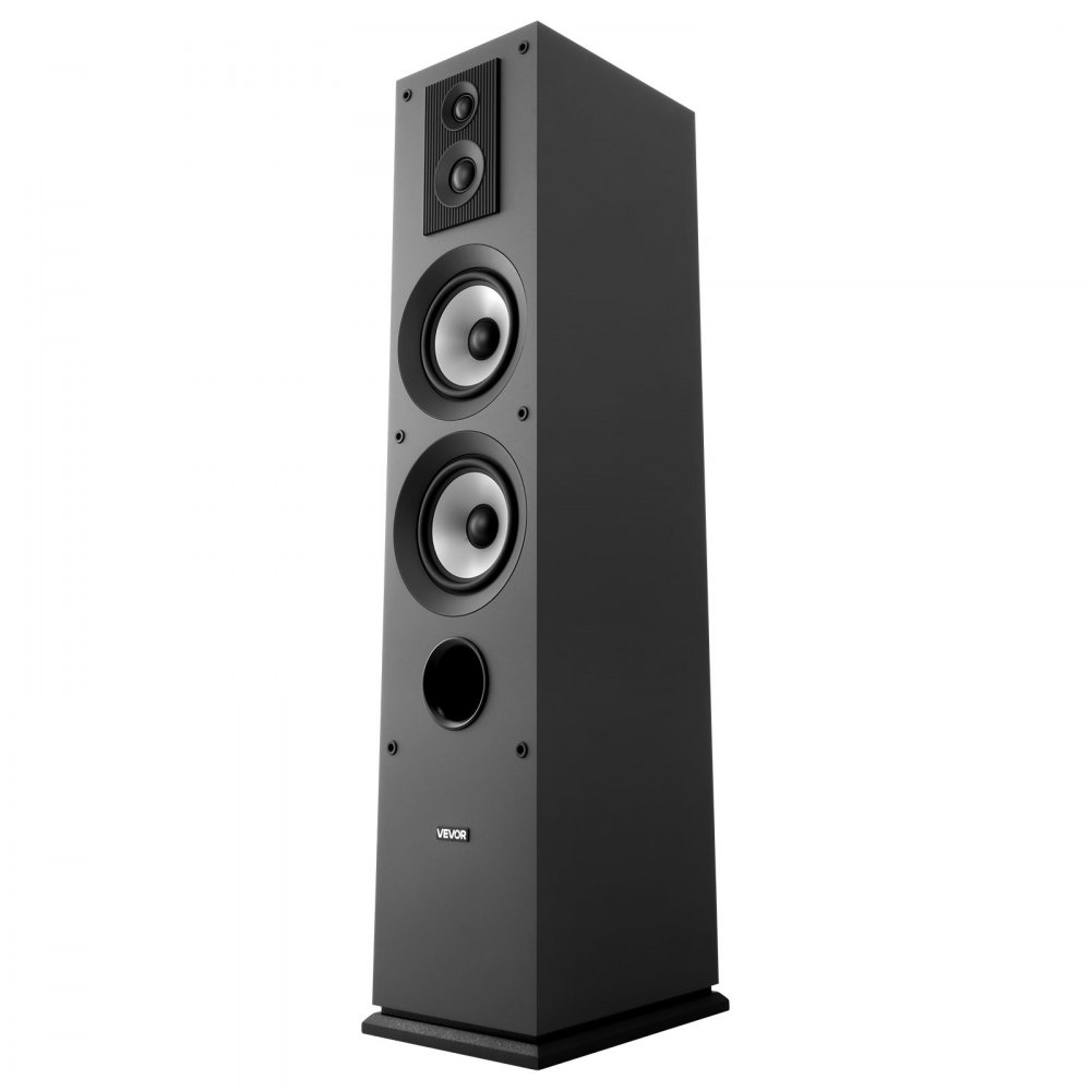 VEVOR Passive Floorstanding Speaker, 3-Way, Floor-Standing Tower Speaker with 19.05 mm&25.4 mm Tweeter, Dual 133.35 mm Woofers, 145W Peak, 70Hz–20kHz Frequency Response, MDF Enclosure, for Home Audio, Single
