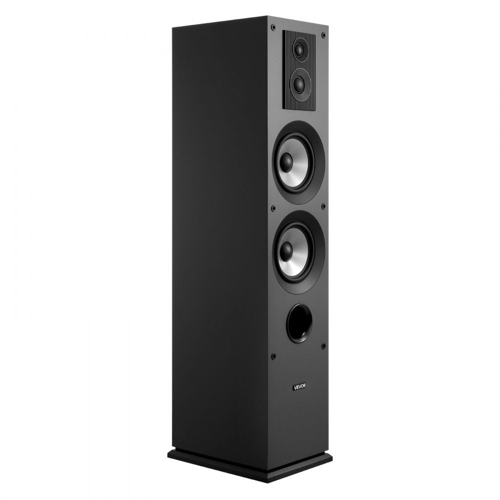 VEVOR Passive Floorstanding Speaker, 3-Way, Floor-Standing Tower Speaker with 19.05 mm&25.4 mm Tweeter, Dual 133.35 mm Woofers, 145W Peak, 70Hz–20kHz Frequency Response, MDF Enclosure, for Home Audio, Single