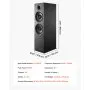 VEVOR Floorstanding Speaker, 2-Way, Floor-Standing Tower Speaker with 25.4 mm Tweeter, Dual 203.2 mm Woofers, 600W Peak, 50Hz–20kHz Frequency Response, Durable MDF Enclosure, for Home Audio, Single