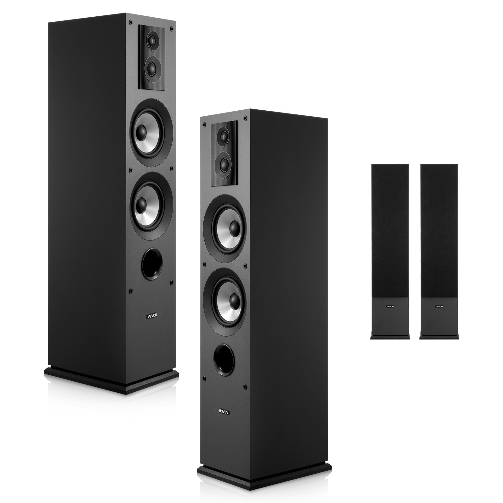 VEVOR Passive Floorstanding Speakers Pair, 3-Way, Floor-Standing Tower Speakers, 19.05 mm&25.4 mm Tweeter, Dual 133.35 mm Woofers, 145W Peak Power, 70Hz–20kHz Frequency Response, MDF Enclosure, for Home Audio