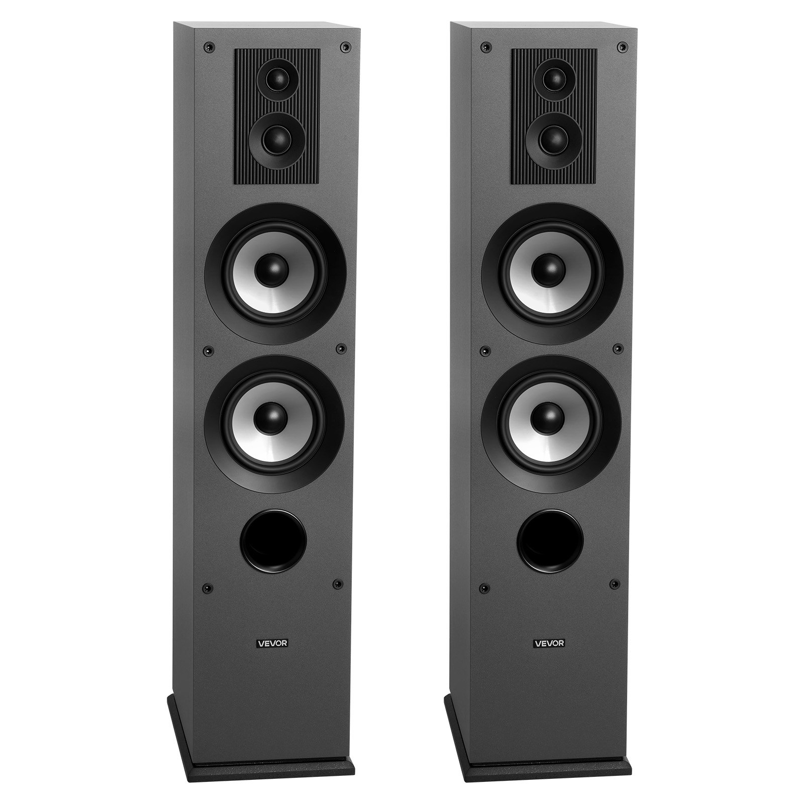 VEVOR Floorstanding Speakers Pair, 3-Way, Floor-Standing Tower Speakers with 0.75 in & 1 in Tweeter, Dual 5.25 in Woofers, 145W Peak Power, 70Hz–20kHz Frequency Response, MDF Enclosure, for Home Audio