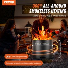 VEVOR Smokeless Fire Pit Stove Bonfire 15 in Dia Wood Burning Stainless Steel