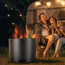 VEVOR Smokeless Fire Pit Stove Bonfire 15 in Dia Wood Burning Stainless Steel