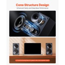 Passive Bookshelf Home Speakers Pair of Stereo Audio Speakers Cone 70Hz-20KHz