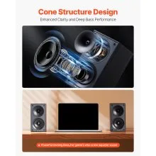 Passive Bookshelf Home Speakers Pair of Stereo Audio Speakers Cone 70Hz-20KHz