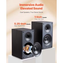 Passive Bookshelf Home Speakers Pair of Stereo Audio Speakers Cone 65Hz-20KHz