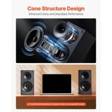 Passive Bookshelf Home Speakers Pair of Stereo Audio Speakers Cone 65Hz-20KHz