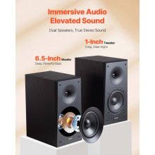 Passive Bookshelf Home Speakers Pair of Stereo Audio Speakers Cone 55Hz-20KHz