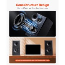 Passive Bookshelf Home Speakers Pair of Stereo Audio Speakers Cone 55Hz-20KHz