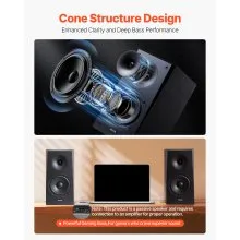 VEVOR Passive Bookshelf Speaker, 300W, Book Shelf Stereo Speakers with 6.5-Inch Woofer and 1-Inch Tweeter, Detachable Grille, 55Hz-20KHz Frequency Response, Wooden Enclosure, for Home Theater (1 Pair)
