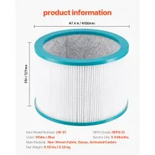 Filtro de repuesto para ventilador de torre con filtro HEPA de alta densidad y carbón activado