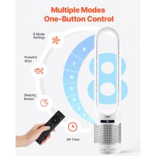 VEVOR 40" Oscillating Tower Fan 8H Timer 15.4ft/s Velocity with Remote Control