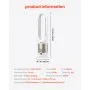 Ventilador de torre VEVOR sin aspas, silencioso, de pie, con velocidad de 4,8 m/s, que sopla aire frío y caliente, oscilante de 80° con 8 velocidades, temporizador de 9 h, con control remoto para dormitorio, oficina y hogar.