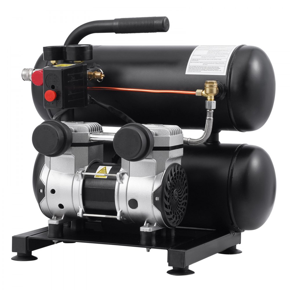 VEVOR Air Compressor, 4.6 Gallon Steel Tank, 1HP 2.0 CFM@90 PSI Oil Free Air Compressor & Max. 120PSI Pressure, 80dB Ultra Quiet Portable Compressor, for Auto Repair, Tire Inflation, Spray Painting