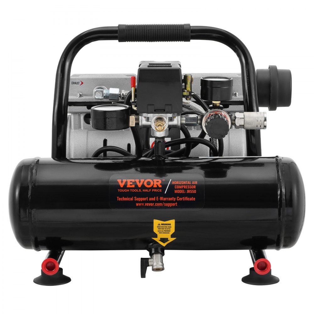 VEVOR Air Compressor, 1 Gallon Steel Tank, 1HP 1.5 CFM 7bar Oil Free Air Compressor & Max. 120PSI Pressure, 68dB Ultra Quiet Portable Compressor, for Auto Repair, Tire Inflation, Spray Painting