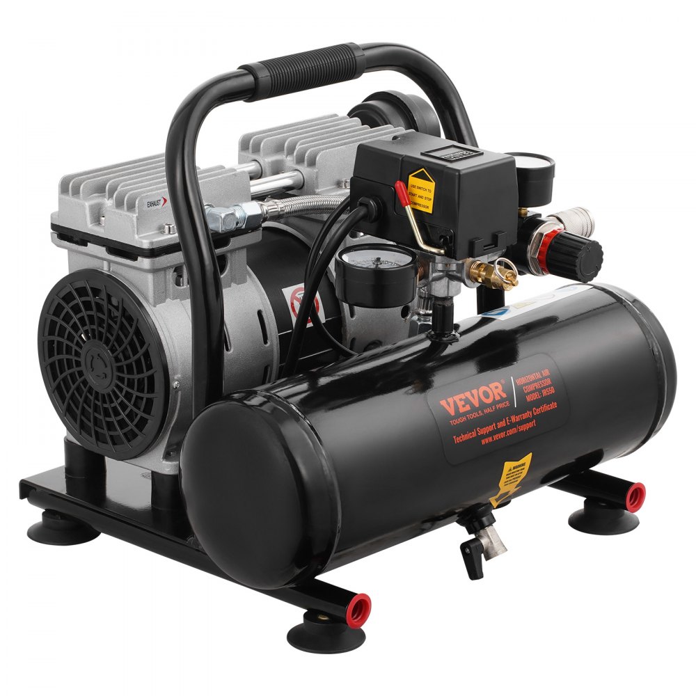 VEVOR Air Compressor, 1 Gallon Steel Tank, 1HP 1.5 CFM 7bar Oil Free Air Compressor & Max. 120PSI Pressure, 68dB Ultra Quiet Portable Compressor, for Auto Repair, Tire Inflation, Spray Painting