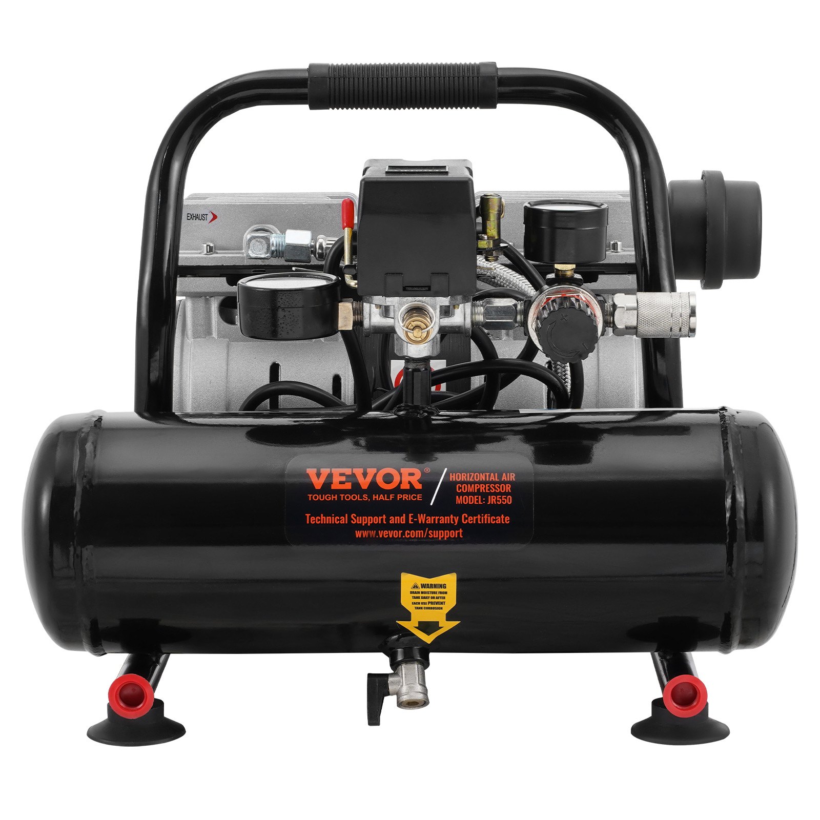 VEVOR Air Compressor, 1 Gallon Steel Tank, 1HP 1.5 CFM 7bar Oil Free Air Compressor & Max. 120PSI Pressure, 68dB Ultra Quiet Portable Compressor, for Auto Repair, Tire Inflation, Spray Painting