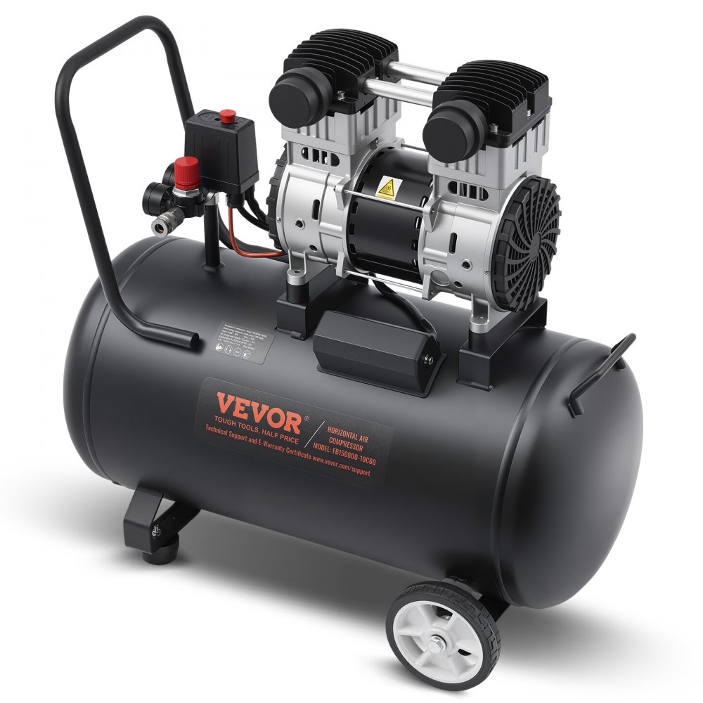 VEVOR Air Compressor, 60L Steel Tank, 2HP 5.3 CFM@90 PSI Oil Free Air Compressor & Max. 125PSI Pressure, 78dB Ultra Quiet Portable Compressor, for Auto Repair, Tire Inflation, Spray Painting