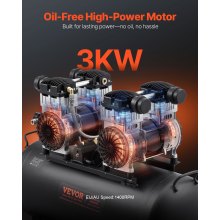 VEVOR Air Compressor Compact Portable Oil Free Compressor 20 Gallon 90 PSI