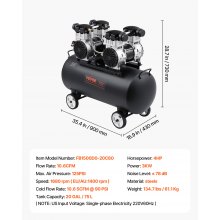 VEVOR Air Compressor Compact Portable Oil Free Compressor 20 Gallon 90 PSI