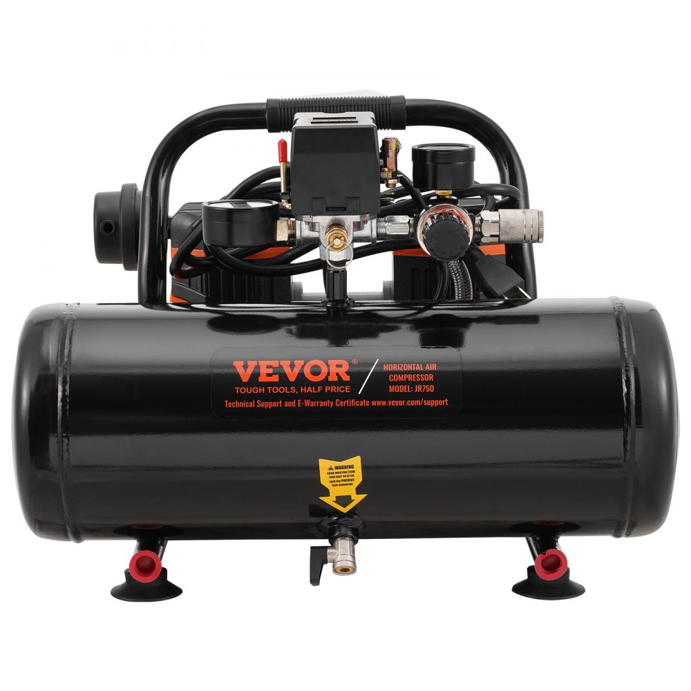 VEVOR Air Compressor, 2 Gallon Steel Tank, 1HP 2.5 CFM 8bar Oil Free Air Compressor & Max. 120PSI Pressure, 81dB Ultra Quiet Portable Compressor, for Auto Repair, Tire Inflation, Spray Painting