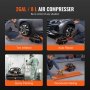 VEVOR Air Compressor Compact Portable Oil Free Compressor 2 Gallon 8bar