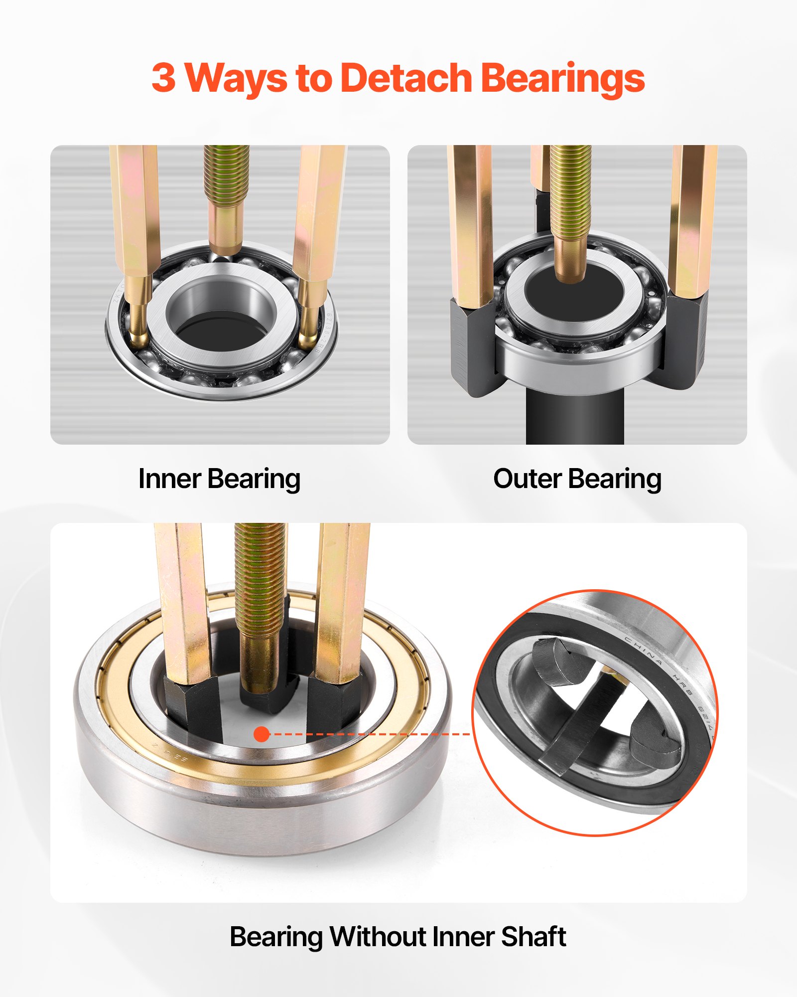 VEVOR 36-in-1 Bearing Puller Set, 36 PCS 3-Jaw Hook Puller for Internal External Bearings and Bearing Without Inner Shaft, Multifunctional Bearing Removal Tool with Heavy Duty Portable Storage Case