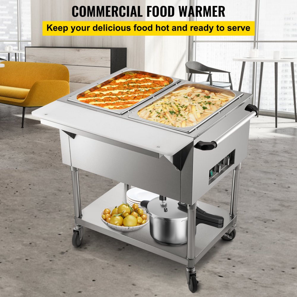 VEVOR Electric Food Buffet Server 23.6 x 16.5 Portable Glass Warming Tray  250W