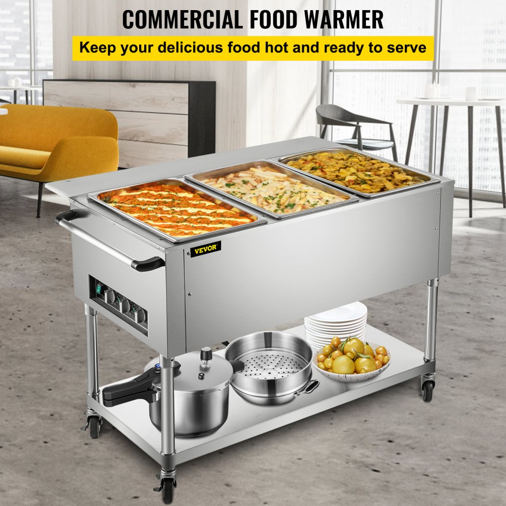 EasyRose Commercial Food Warmer 2-Pan Steam Table Food Warmer with
