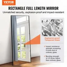 Espejo de cuerpo entero VEVOR, 71'' x 31'', espejo de pie rectangular extragrande para colgar o inclinar con marco de aleación de aluminio y vidrio templado, espejo de tocador de cuerpo entero para sala de estar y dormitorio, color negro