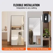 Espejo de cuerpo entero VEVOR, 71'' x 31'', espejo de pie rectangular extragrande para colgar o inclinar con marco de aleación de aluminio y vidrio templado, espejo de tocador de cuerpo entero para sala de estar y dormitorio, color negro