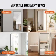 Espejo de cuerpo entero VEVOR, 71'' x 31'', espejo de pie rectangular extragrande para colgar o inclinar con marco de aleación de aluminio y vidrio templado, espejo de tocador de cuerpo entero para sala de estar y dormitorio, color negro