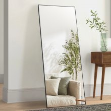 VEVOR Full Length Mirror, 1800x785 mm, Extra Large Standing Hanging or Leaning Rectangle Floor Mirror with Tempered Glass Aluminum Alloy Frame, Full Body Dressing Mirror for Living Room Bedroom, Black