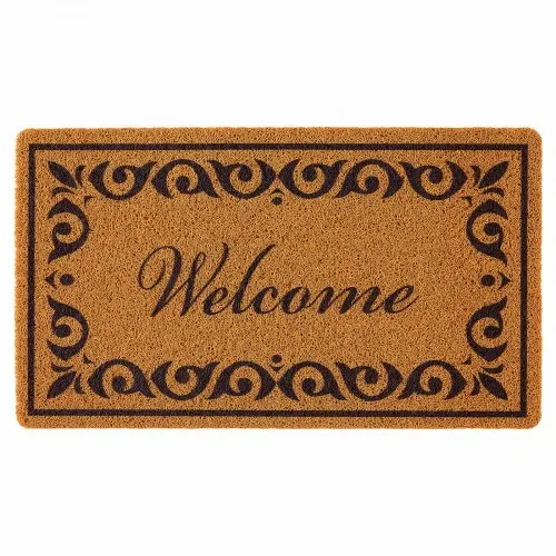 VEVOR Door Mat, Welcome Doormat for Outdoor Entrance, 29.5" x 17" All-Weather Faux Coir Entryway Mat with Non-Slip Backing, Low-Profile & Easy-to-Clean Front Door Mats for Garage, Backyard, Patio