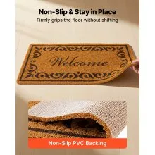 VEVOR Door Mat, Welcome Doormat for Outdoor Entrance, 29.5" x 17" All-Weather Faux Coir Entryway Mat with Non-Slip Backing, Low-Profile & Easy-to-Clean Front Door Mats for Garage, Backyard, Patio