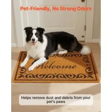 VEVOR Door Mat, Welcome Doormat for Outdoor Entrance, 29.5" x 17" All-Weather Faux Coir Entryway Mat with Non-Slip Backing, Low-Profile & Easy-to-Clean Front Door Mats for Garage, Backyard, Patio