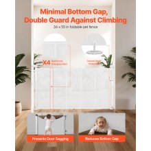 Retractable Baby Gate 34 in Tall Extend to 55 in Wide for Kids or Pets White