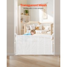 Retractable Baby Gate 34 in Tall Extend to 55 in Wide for Kids or Pets White