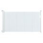VEVOR retractable baby gate in white with secure mounting hardware and mesh screen.