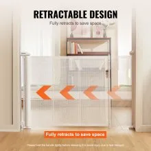 VEVOR Retractable Baby Gate, 34.2" Tall Mesh Baby Gate, Extends up to 76.8" Wide Retractable Gate for Kids or Pets, Retractable Dog Gates for Indoor Stairs, Doorways, Hallways, Playrooms, White