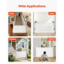 VEVOR Retractable Baby Gate, Extends to 1850 mm Wide, 795 mm Tall, with Security Lock, Easy to Use, Walk Through Without Tripping, Mesh Dog Gate for Stairs, Hallways, Indoor/Outdoor, White