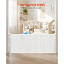 Retractable Baby Gate 34 in Tall Extend to 71 in Wide for Kids or Pets White