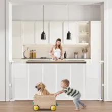 Retractable Baby Gate 34 in Tall Extend to 71 in Wide for Kids or Pets White