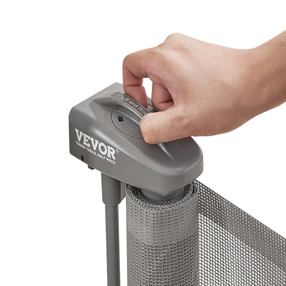 VEVOR Retractable Baby Gate, 34.2" Tall Mesh Baby Gate, Extends up to 116.1" Wide Retractable Gate for Kids or Pets, Retractable Dog Gates for Indoor Stairs, Doorways, Hallways, Playrooms, Gray