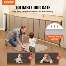 VEVOR Mesh Baby Gate, 34.2" Tall Retractable Baby Gate, Extends up to 116.1" Wide Retractable Gate for Kids or Pets, Retractable Dog Gates for Indoor Stairs, Doorways, Hallways, Playrooms, Gray