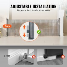 VEVOR Retractable Baby Gate, 34.2" Tall Mesh Baby Gate, Extends up to 116.1" Wide Retractable Gate for Kids or Pets, Retractable Dog Gates for Indoor Stairs, Doorways, Hallways, Playrooms, Gray