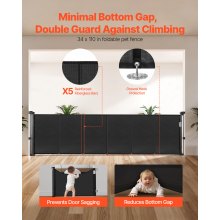 VEVOR Retractable Baby Gate 870 mm Tall Extend to 2800 mm Wide Kids Pets Black