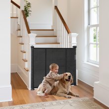 VEVOR Retractable Baby Gate 870 mm Tall Extend to 2800 mm Wide Kids Pets Black