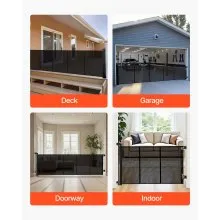 VEVOR Retractable Baby Gate, Extends to 3100 mm Extra Wide, 795 mm Tall, with Reinforced Fiberglass Strips, Avoids Crawling Through, Mesh Dog Gate for Decks, Doorways, Garages, Indoor, Black